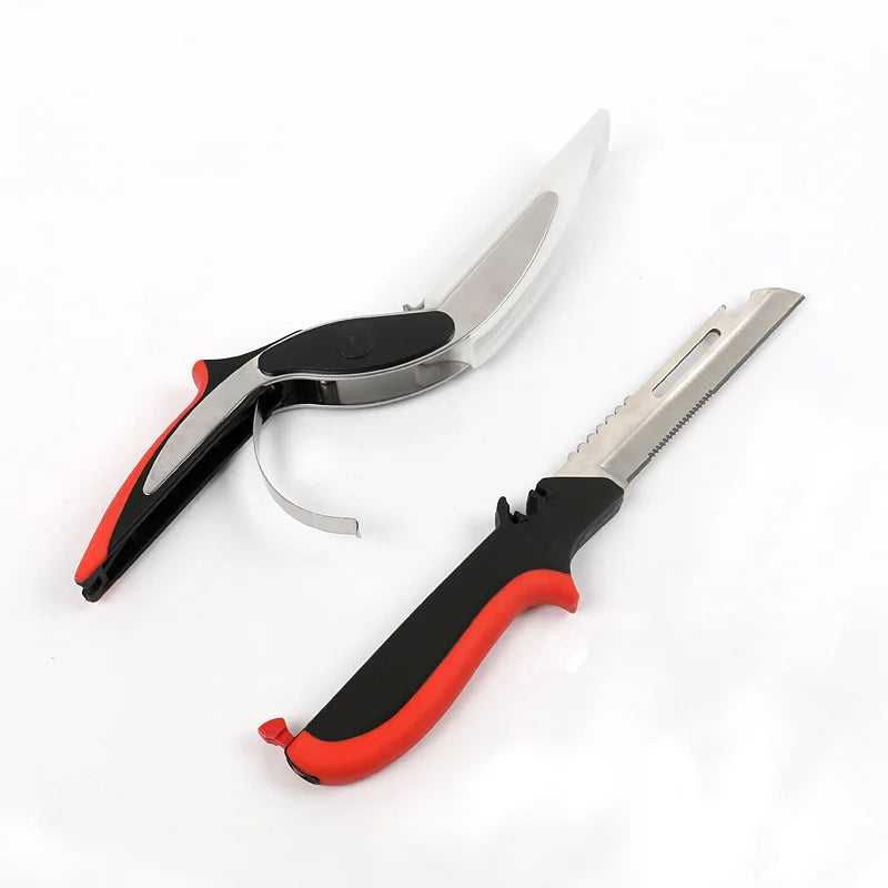 Separable Stainless Steel Barbecue Steak Cutting Shear Household Vegetable Scissors 6 in 1 Multi Kitchen Tool Fruit Knife